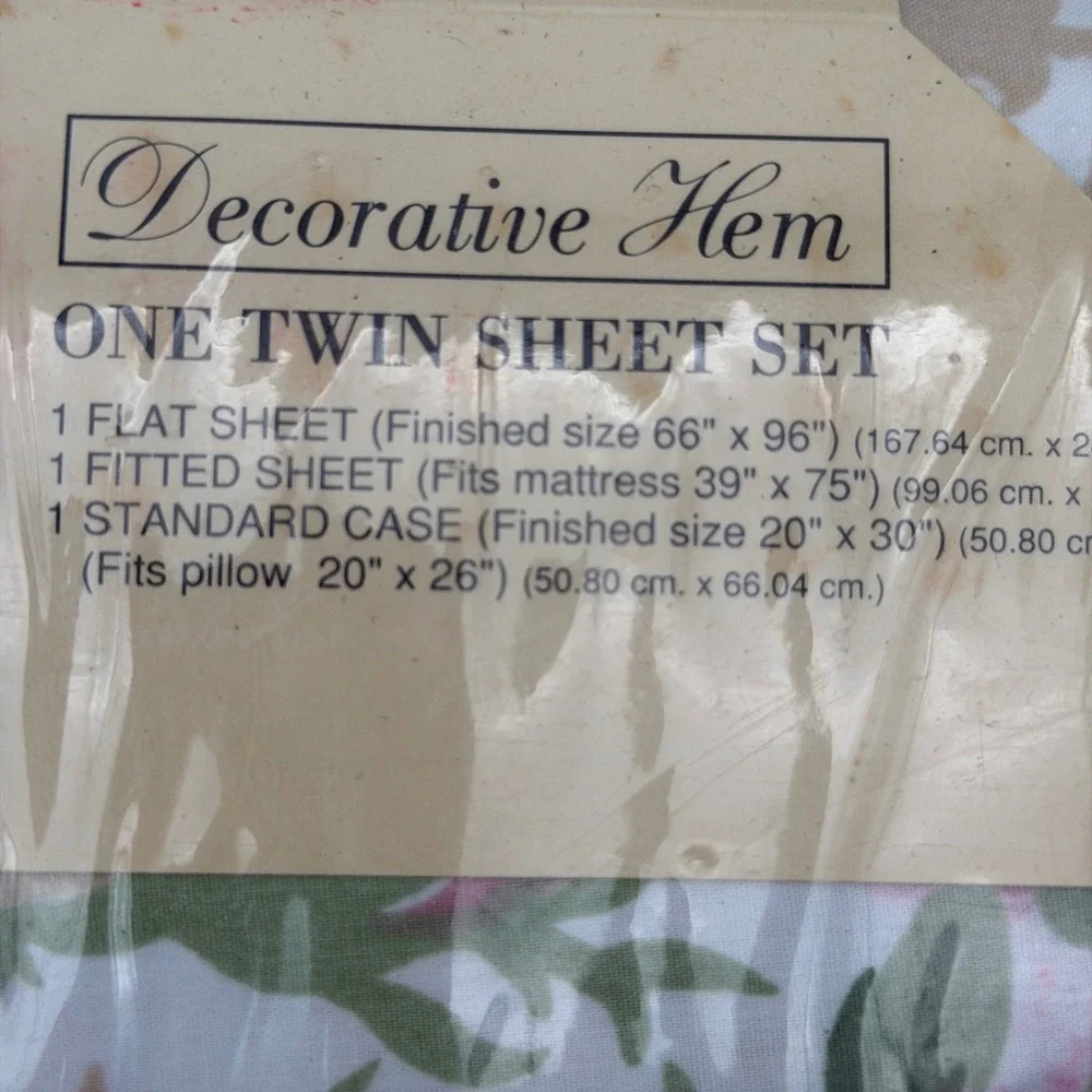 Vintage JCPenney The Home Collection Amanda Floral Twin Sheet Set Pink Rose NEW